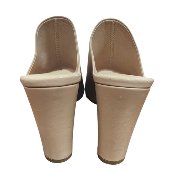 Vince Hanna Leather Sandals Nude/Tan Leather Mules with Open-Toe Design Size 7M - Picture 7 of 12